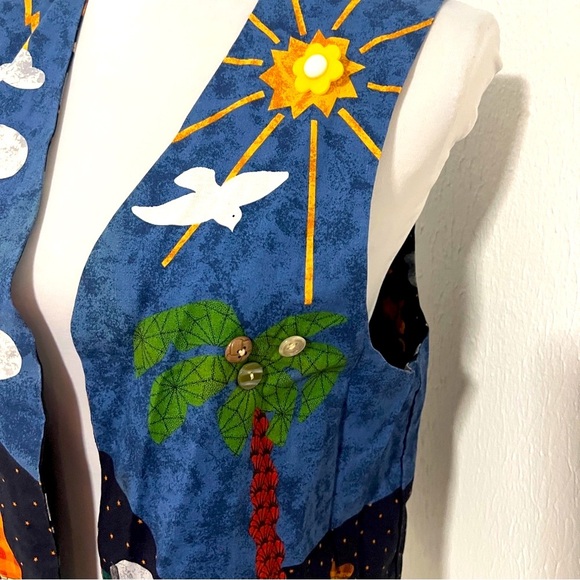 Handmade Noah’s Ark Theme/Zoo Reversible Unisex Open Vest Boho Hipster Vest EUC - Picture 6 of 10
